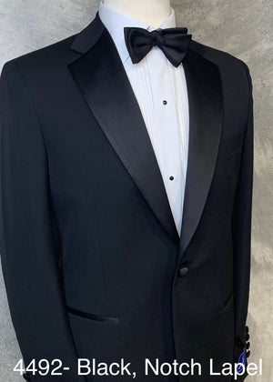 Black Tuxedo | Jack Henry | Notch Lapel | Single Breasted | 1 Button Front  | Contemporary Fit | All Wool | 4492N