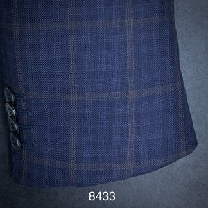 Navy Check w/ Tan Accent | Contemporary | All Wool | 8433