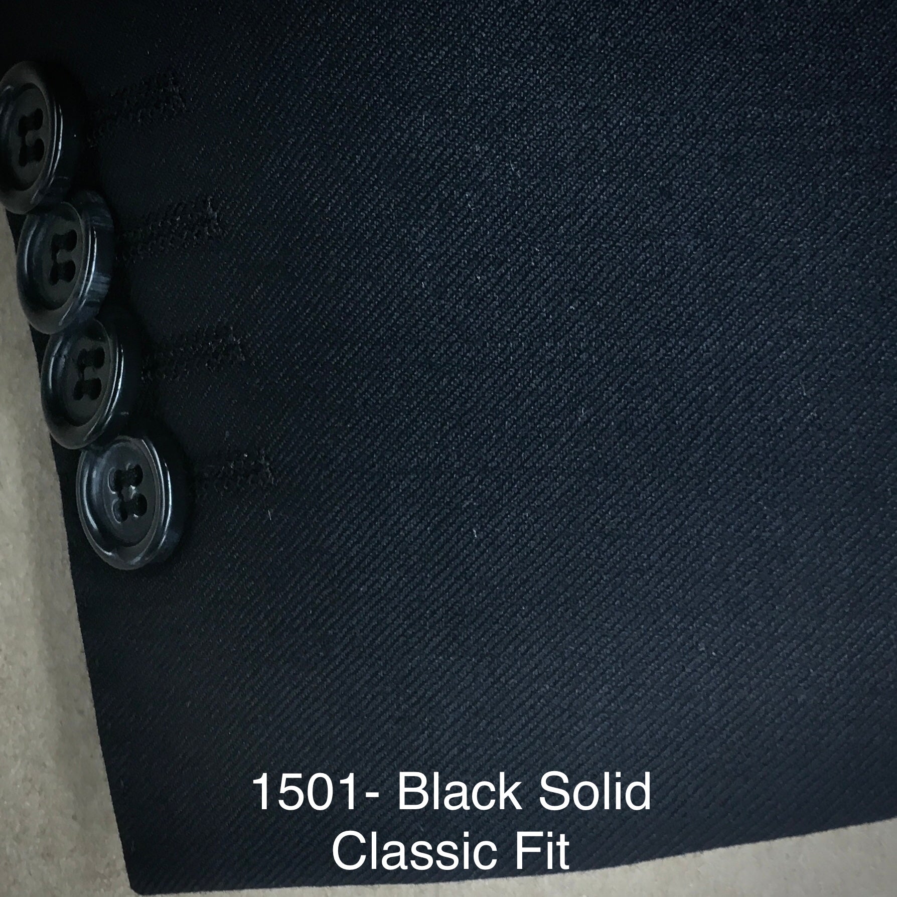 Black Solid | Classic Fit | All Wool | 1501b
