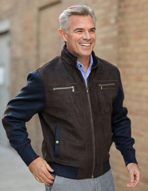 Men's Jacket in Navy and Brown
