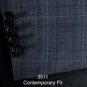 Mid Grey Plaid w/ Blue | Byron Collection | All Wool | 3511