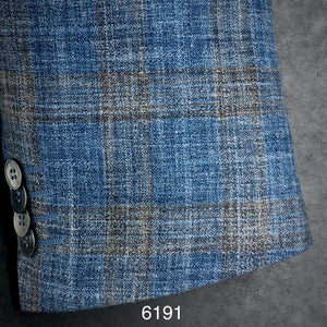 Blue & Tan | Linen/ Silk/ Bamboo | 6191