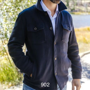 Navy Texture | Shirt Jacket w/ Stretch