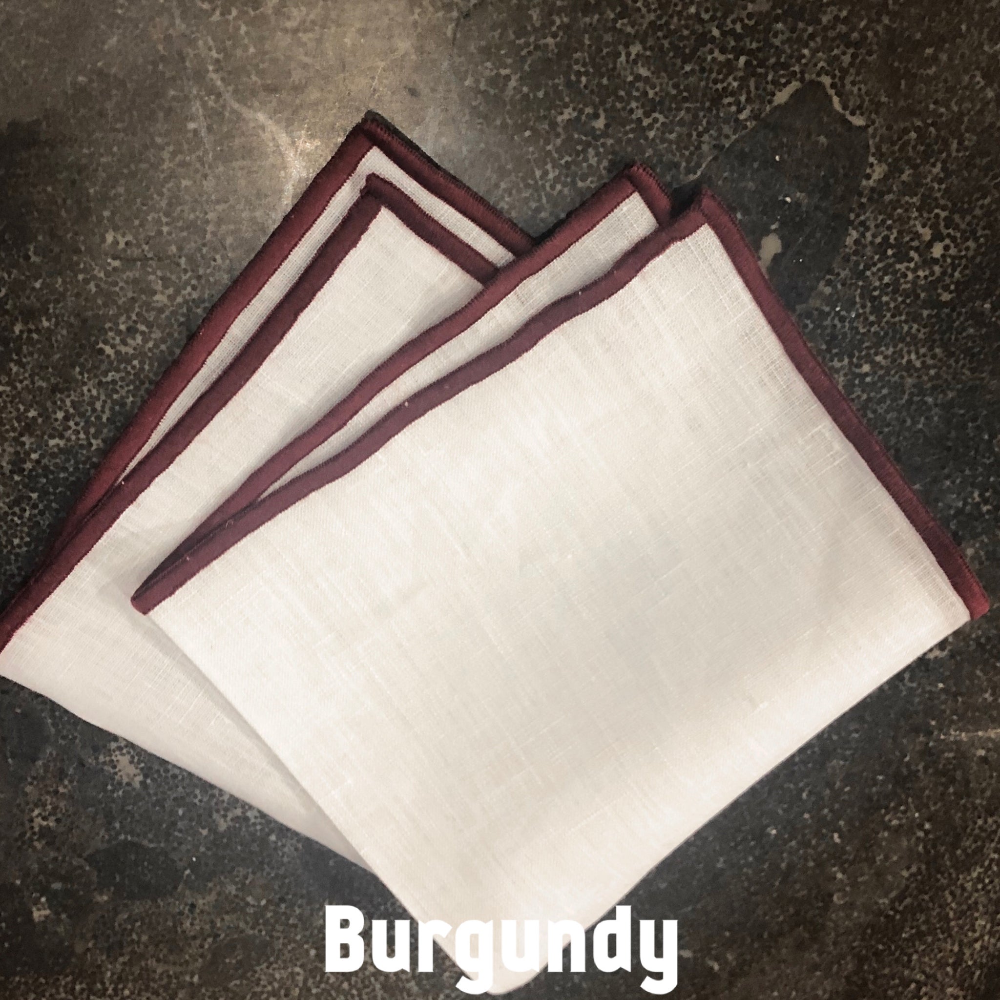 Piped Edge -Burgundy Square Linen
