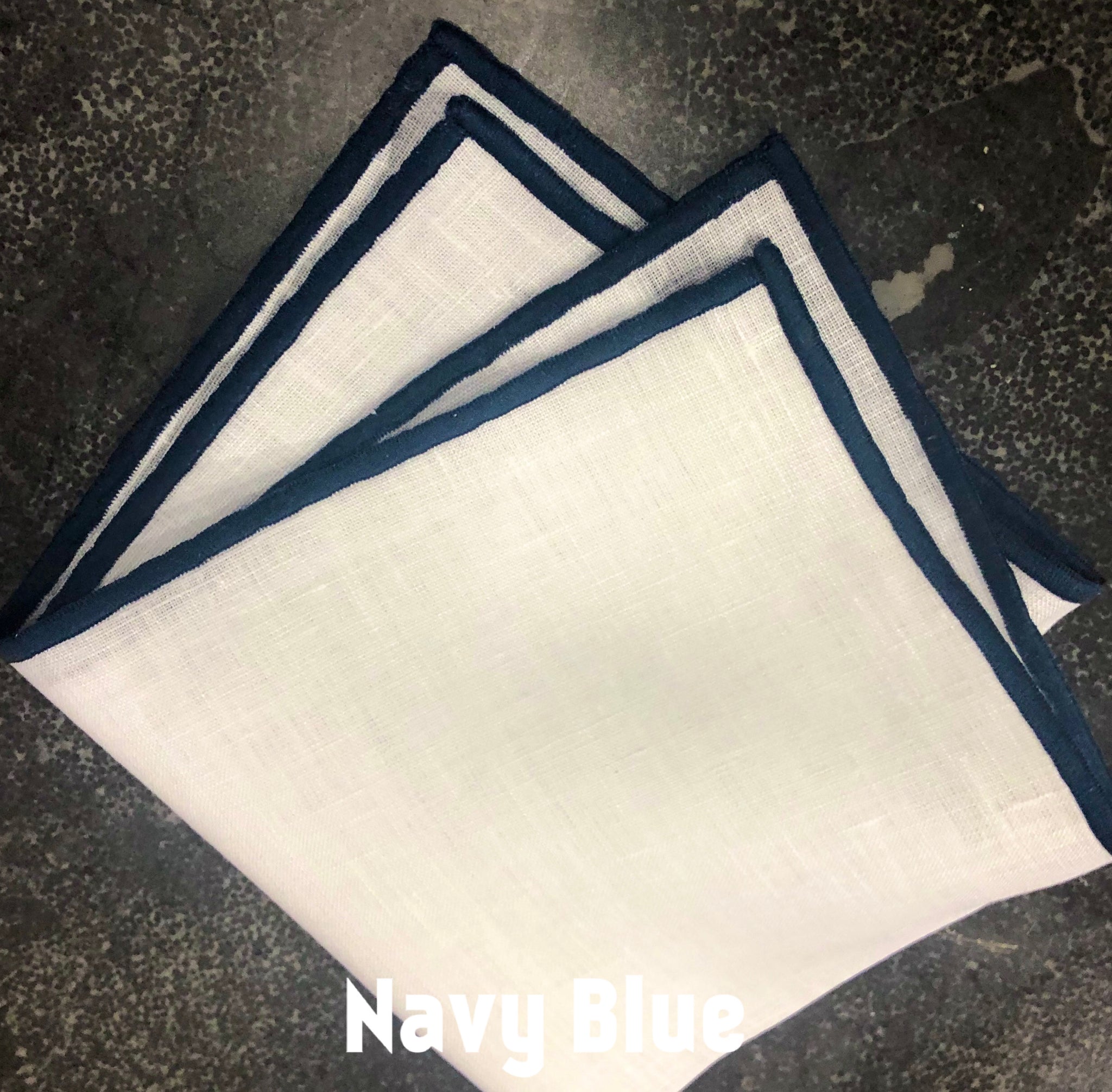 Piped Edge -Navy Square Linen